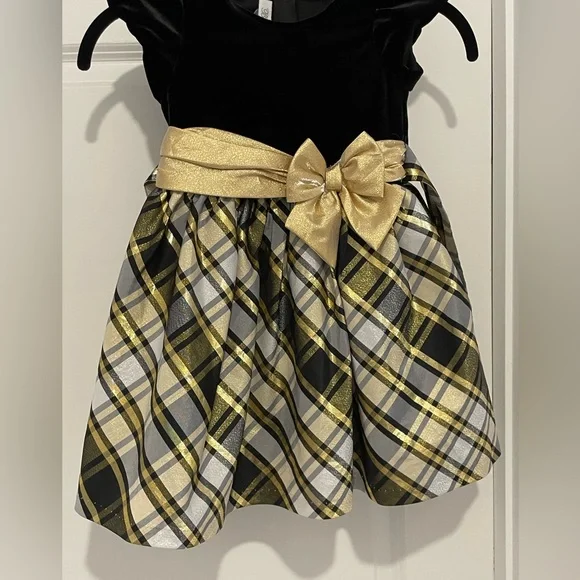 slim fit dress slacks Bonnie Jean Big Girls Velvet Plaid Dress main image 1
